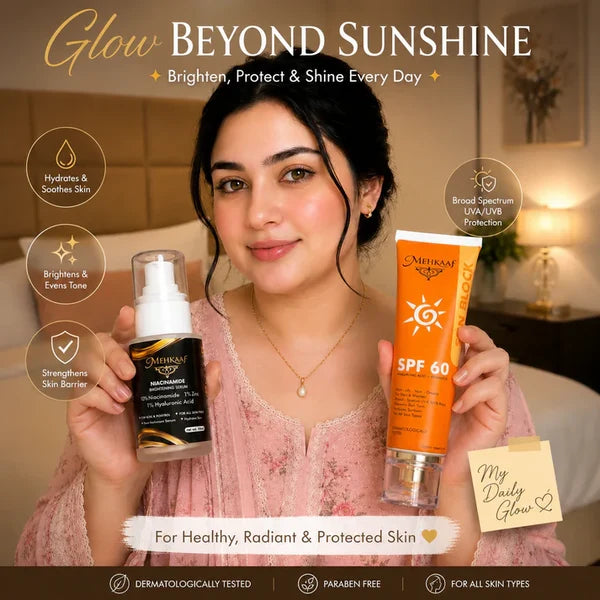 Glow & Protect Skincare Duo – Niacinamide Brightening Serum + SPF 60 Sunblock