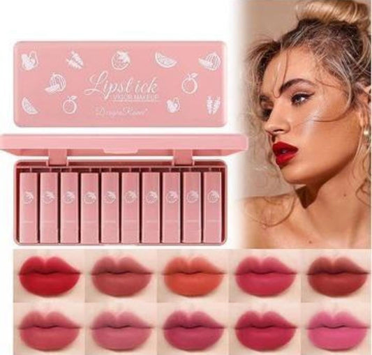 Pack of 10 Dragon Ranee Lipstick Set - Vibrant & Long-Lasting Shades | T4Trendz t4trendz