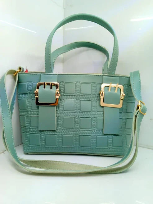 Leather handbag with long strap
