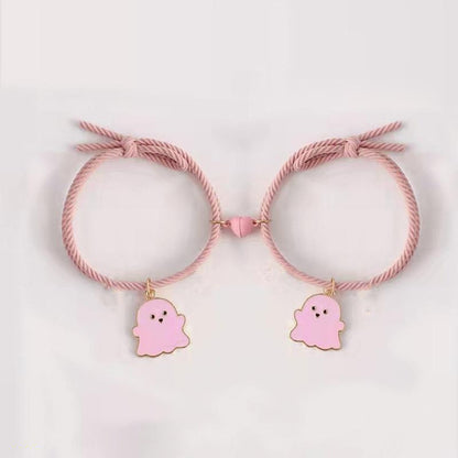 Trendy magnetic couple heart ghost bracelets t4trendz